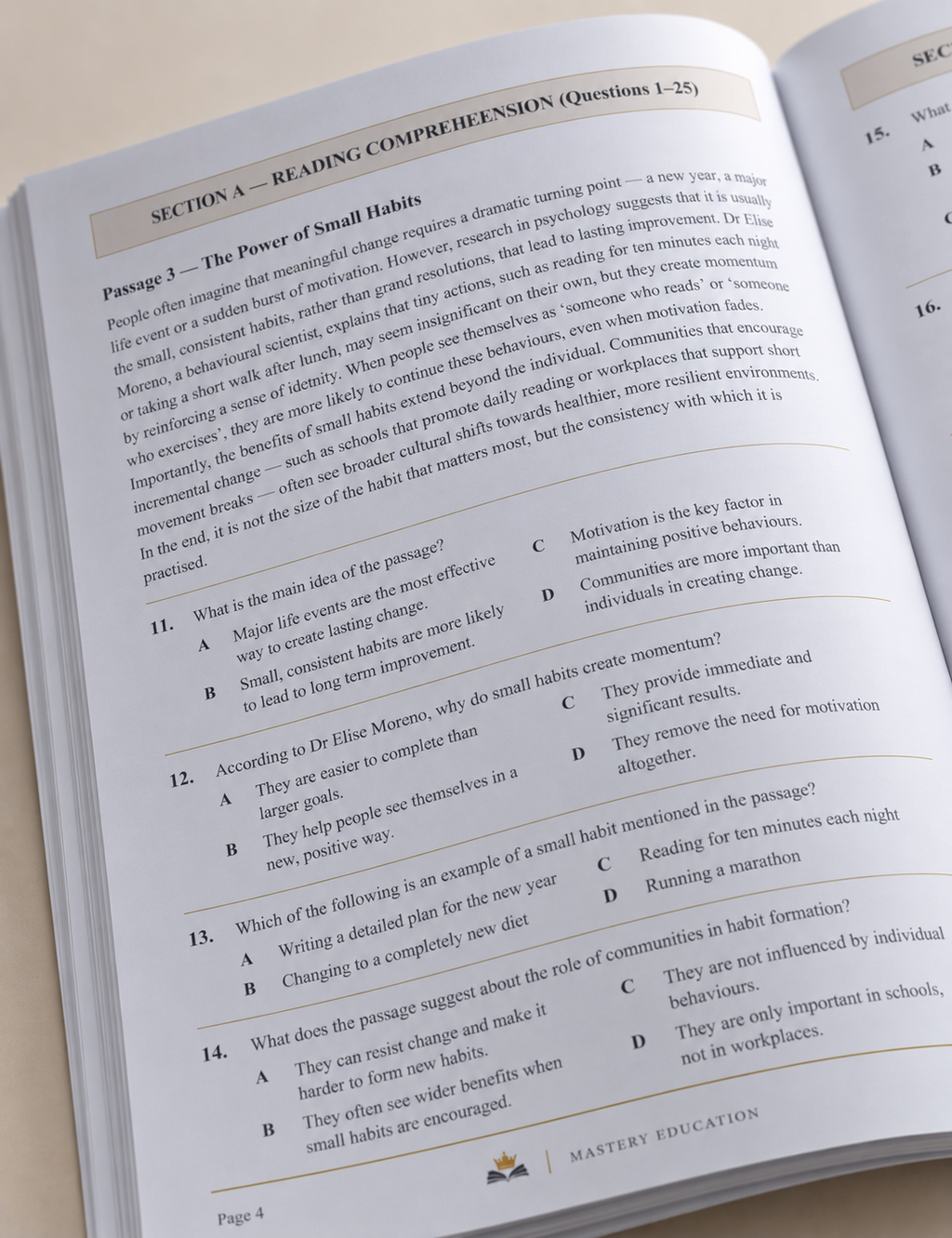 SEHS Reading & Verbal Reasoning Practice — Difficult Tier