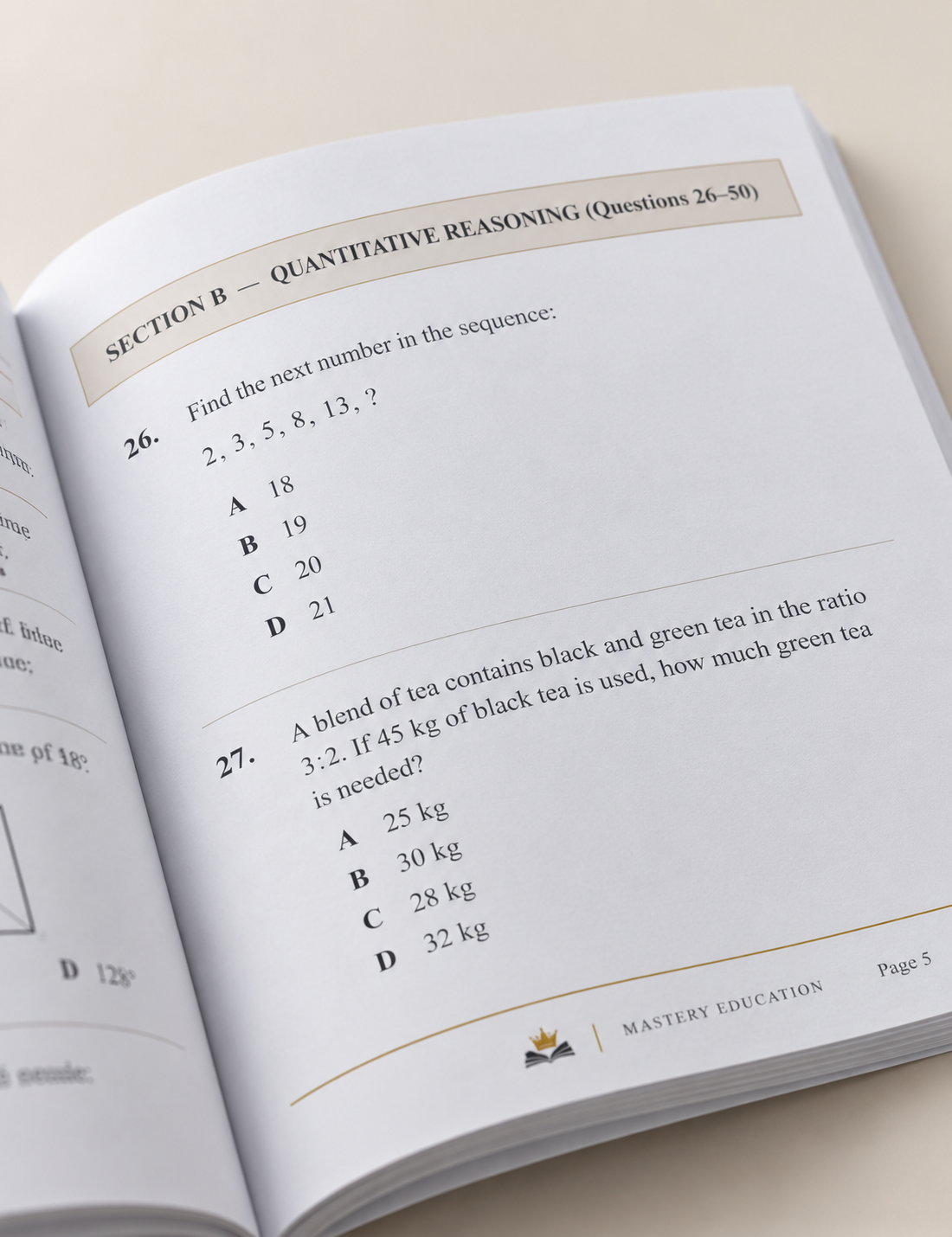 SEHS Mathematics & Quantitative Reasoning Practice — Moderate Tier