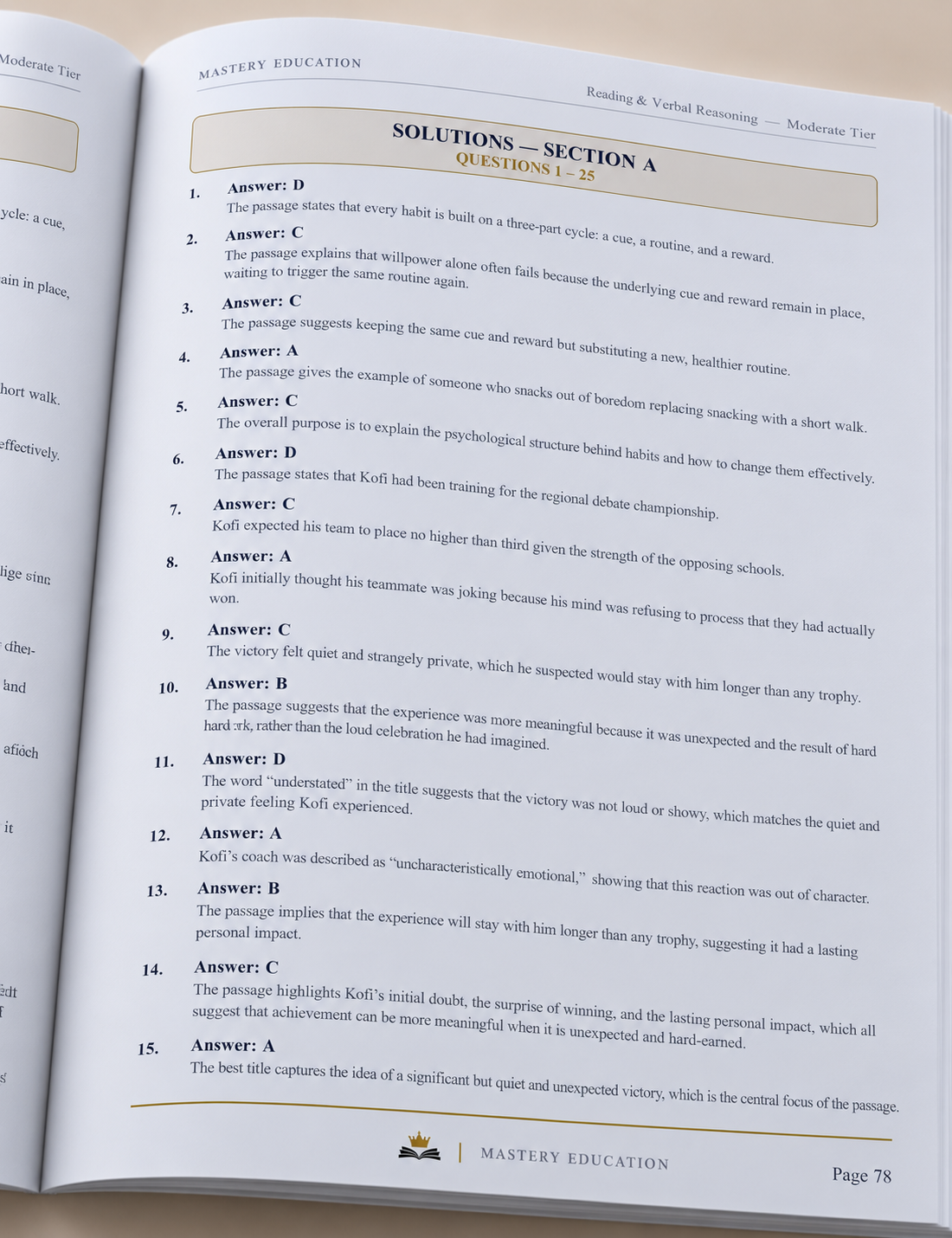 SEHS Reading & Verbal Reasoning Practice — Difficult Tier